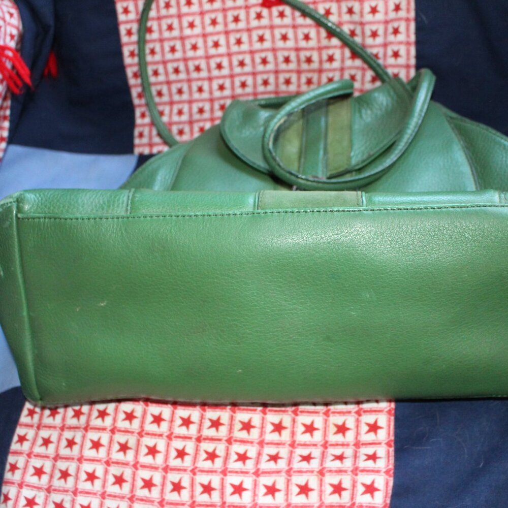 Vintage Cole Haan Green Leather Handbag Villager H04 Beautiful - Picture 3 of 9